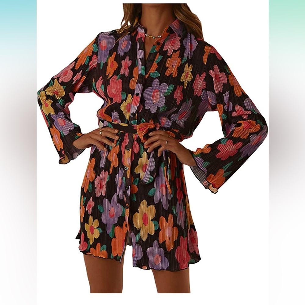 Plisse mini flower dress